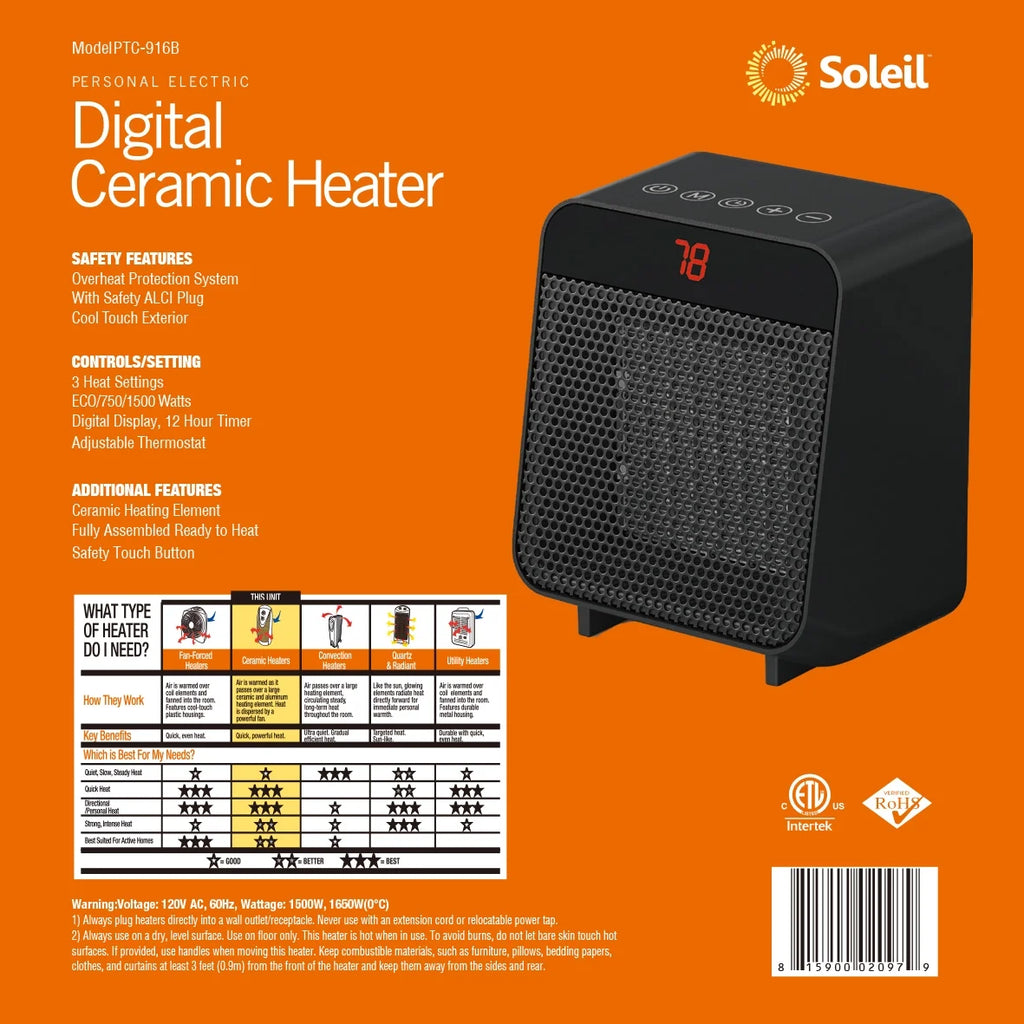 Electric Ceramic Heater 1500W Indoor F8963