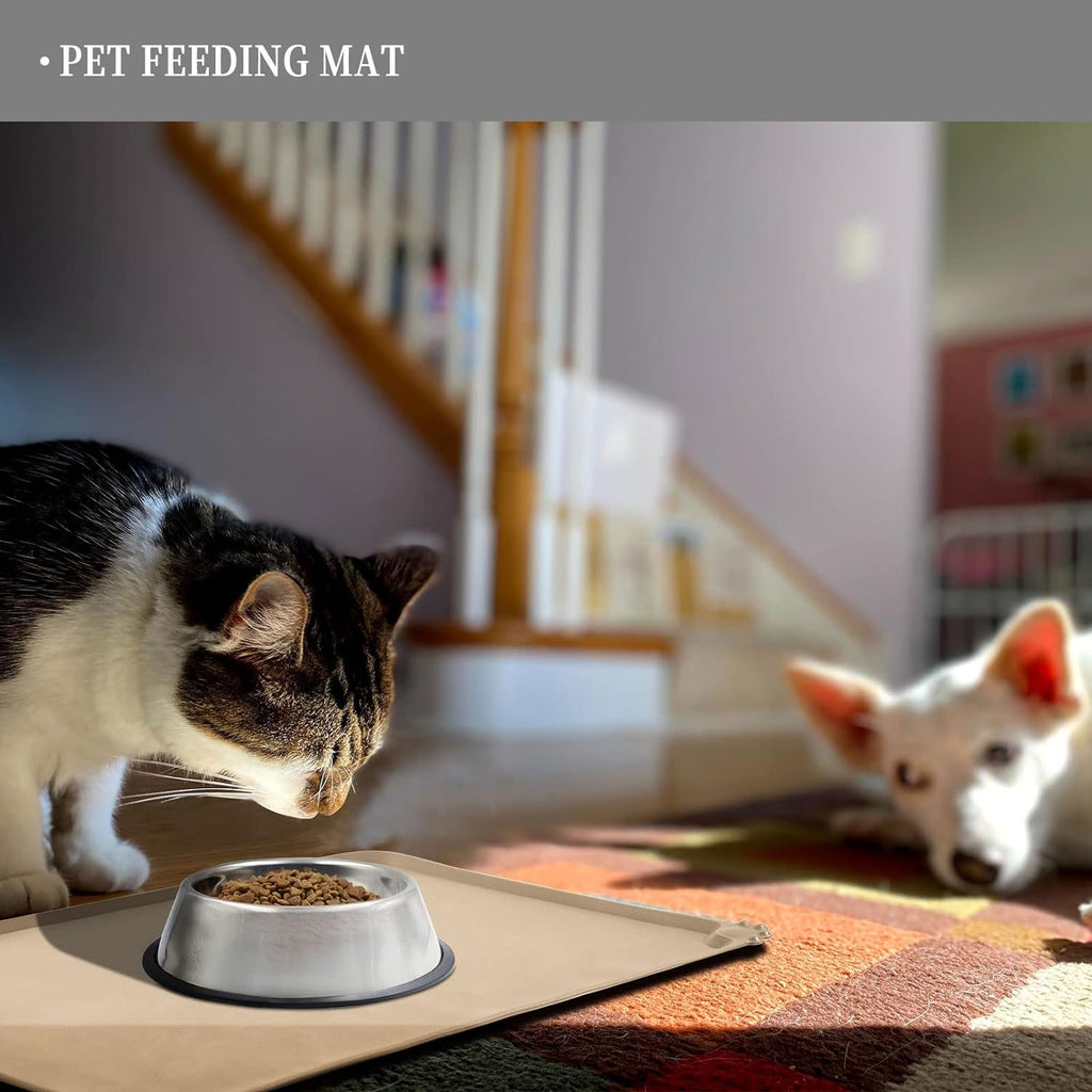 Waterproof Pet Feeding Mat with Raised Edges for Cats and Dogs O303589