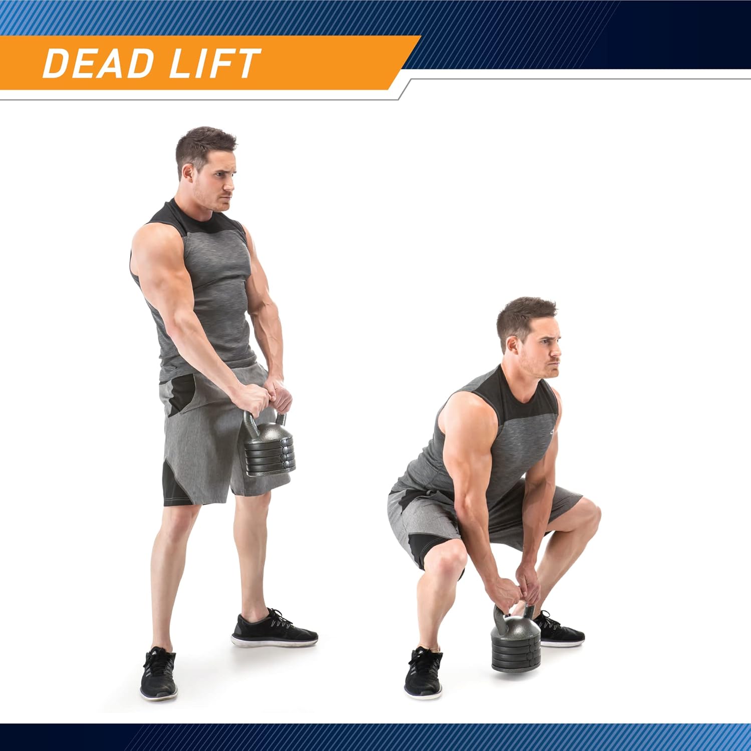 Adjustable Heavy-Duty Kettlebell Weight Set for Strength Training, Grey, 2-Pack F937979