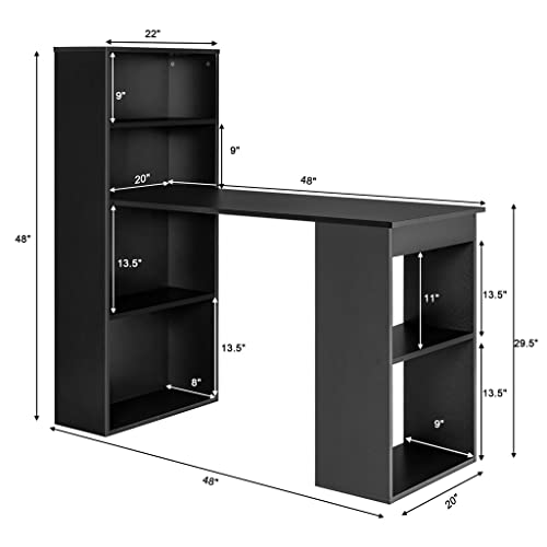 Computer Desk with 6 Tier Storage Shelves, Black T992352