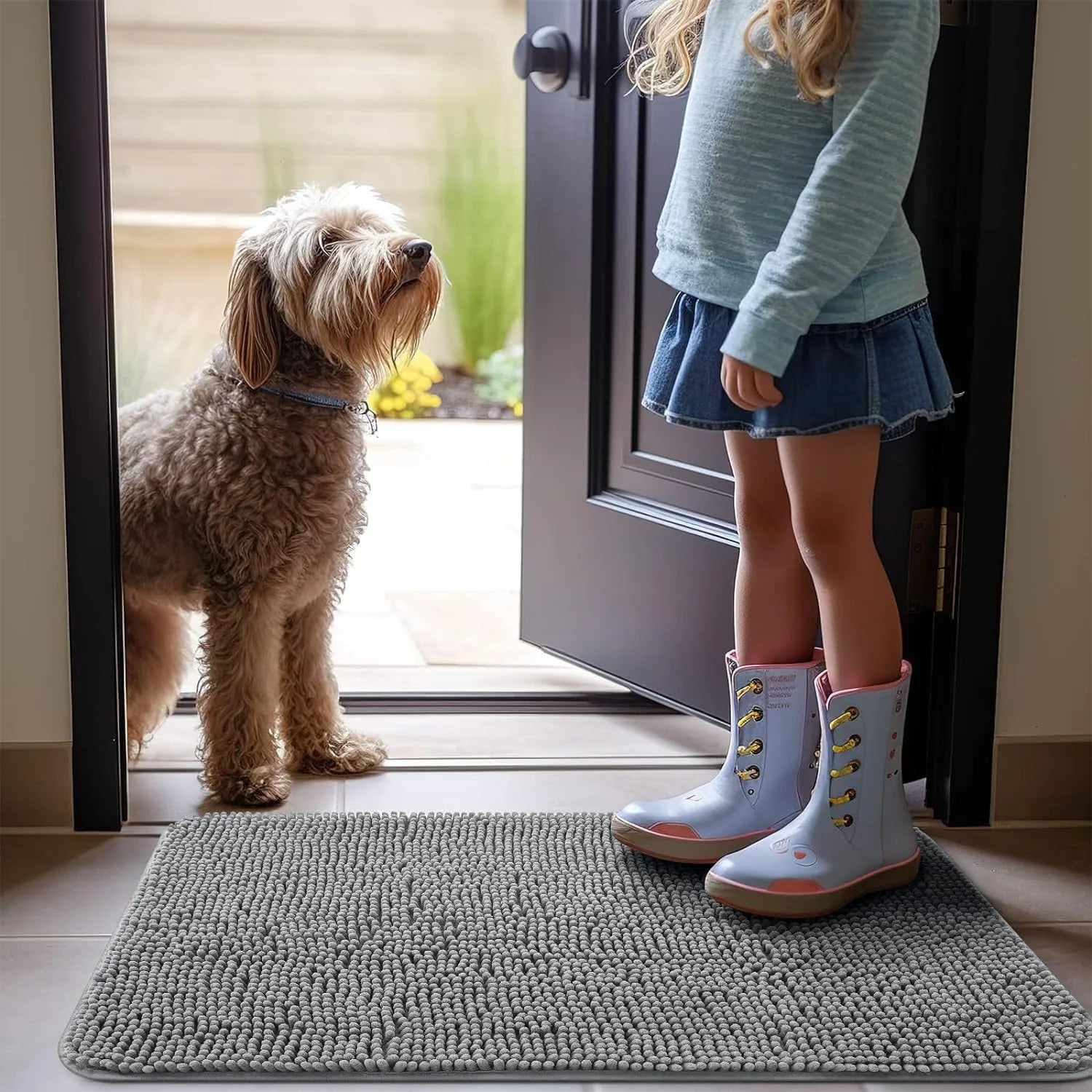 Dog Door Mat for Muddy Paws, Non-Slip Washable, Quick Dry R6860