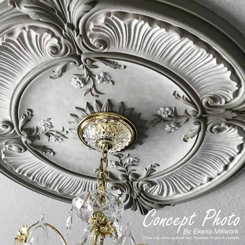 24 inch W x 20 1/2 inch H Ceiling Medallion, Hand-Painted Black Pearl F639