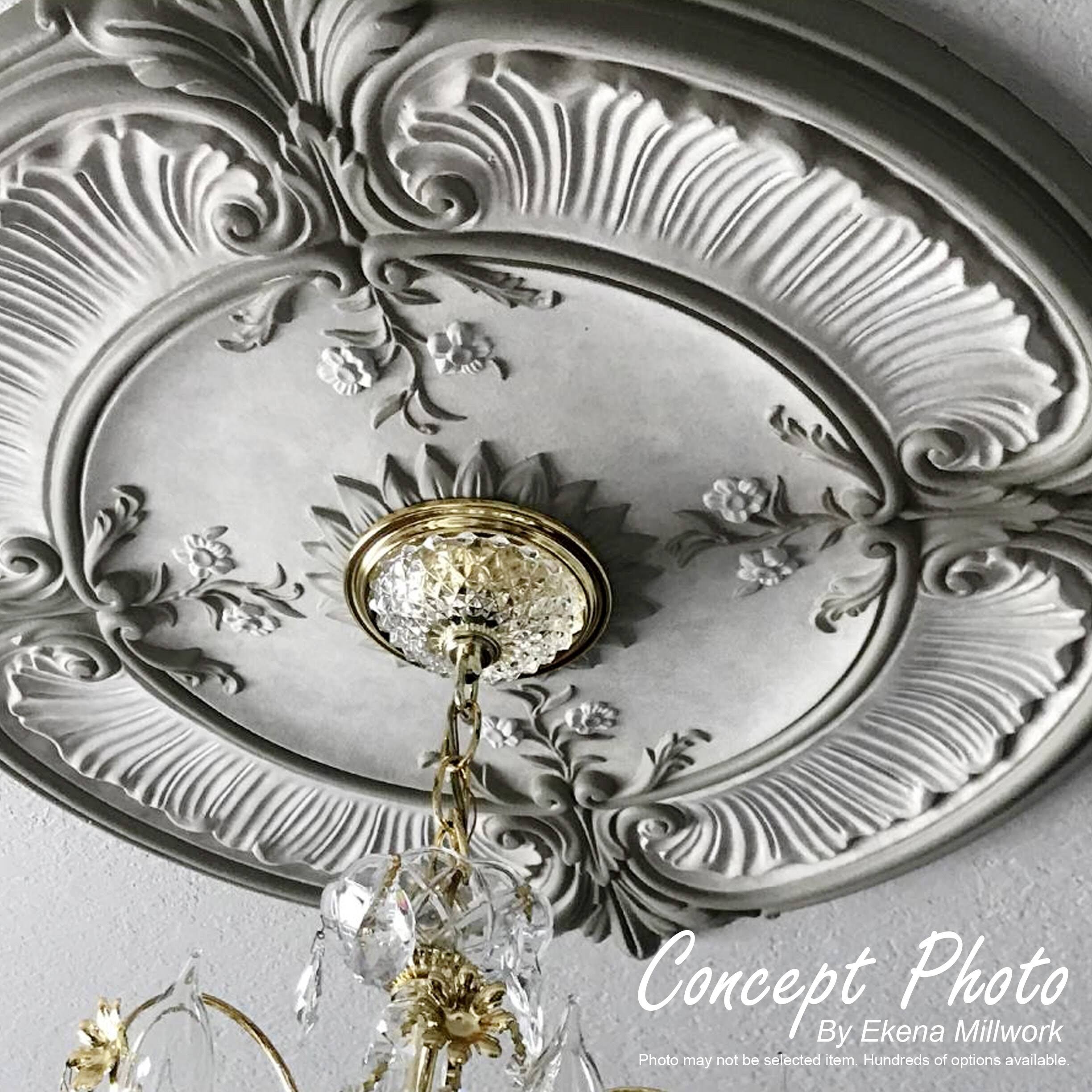 24 inch W x 20 1/2 inch H Ceiling Medallion, Hand-Painted Black Pearl F639