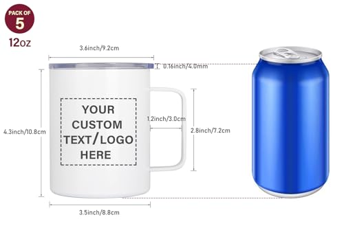 12oz Insulated Stainless Steel Travel Mug with Lid and Handle P661508