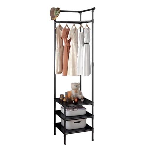 Corner Coat Rack,3-tiers Corner Hall Tree Stand Storage,Entryway Clothes Rack with Storage,Save Space,for Mudroom Bedroom Living Room(Gray)
