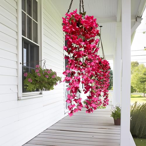 Fuchsia Artificial Bougainvillea Silk Hanging Flowers, 49 Inch, Pack of 2 B434