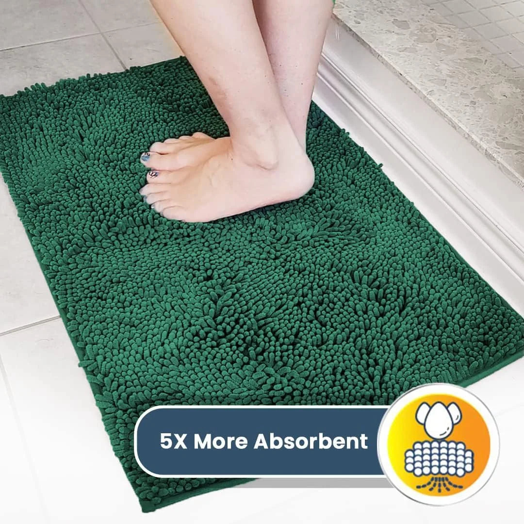 Non Slip Washable Microfiber Dog Door Mat, Dark Green Runner 24x60 B717388