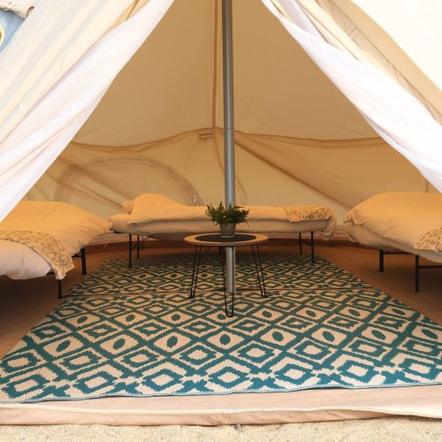 Mongolian Yurt Tent for Family Camping, Waterproof with Mosquito Net Doors S4556