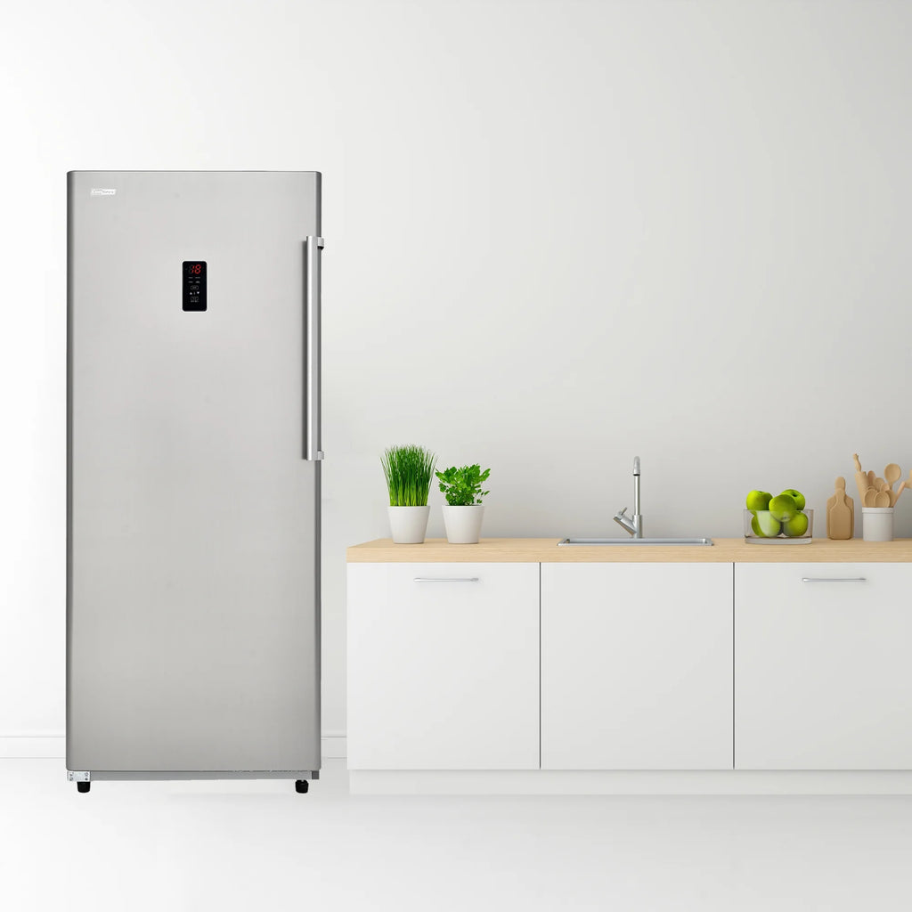 17 cu. ft Convertible Upright Freezer/Refrigerator, Stainless, Reversible Door J763