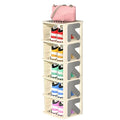 Comeon Vertical Shoe Rack Organizer for Closet, Foldable Narrow Free Standing Shoes Storage Organizer, Space-Saving Entryway Shoe Shelf Stand Holder (Three Layers)