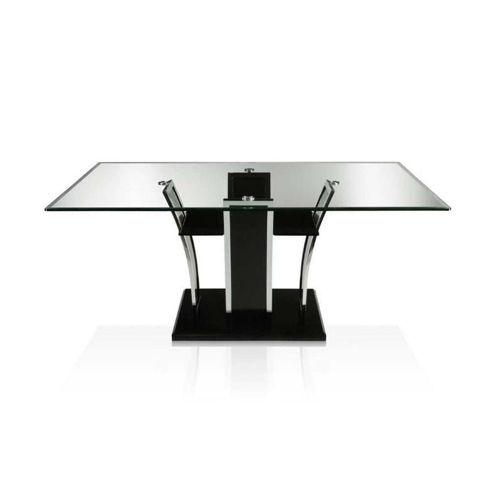 Contemporary Glass Top Dining Table in Black Z7669
