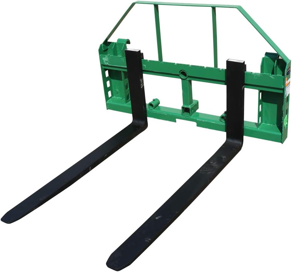 Titan Attachments Heavy Duty Pallet Fork Frame and 48" Fork Blades with 2" Trailer Receiver Hitch Fits John Deere Loader