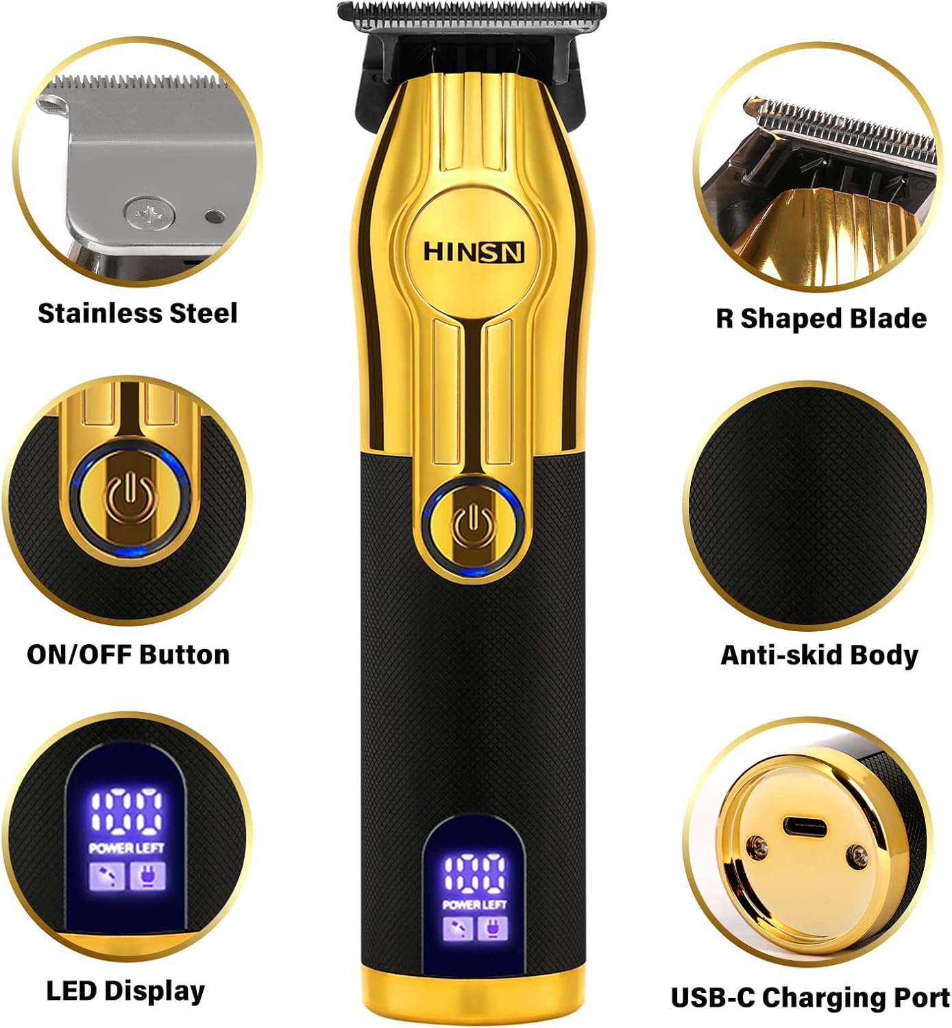 Men's Cordless Hair Clippers with LED Display, Low Noise Z557