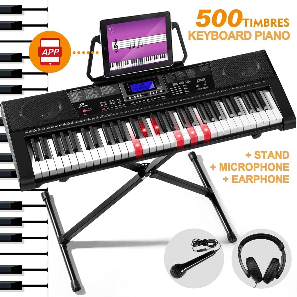 61 Key Light Up Piano Keyboard for Beginners with Stand Q2115