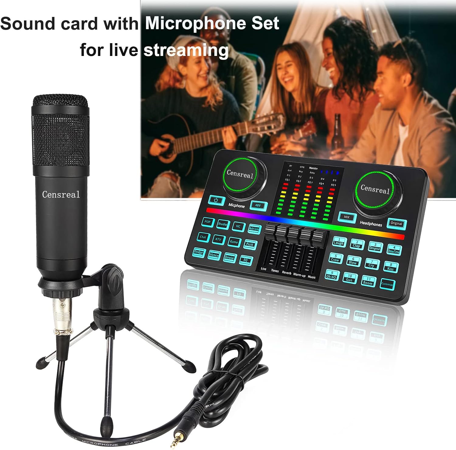 Podcast Equipment Bundle with Condenser Microphone for Live Streaming V420