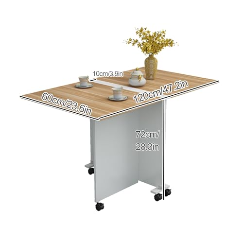 Folding Dining Table with Wheels, Extendable Drop Leaf Design L5118