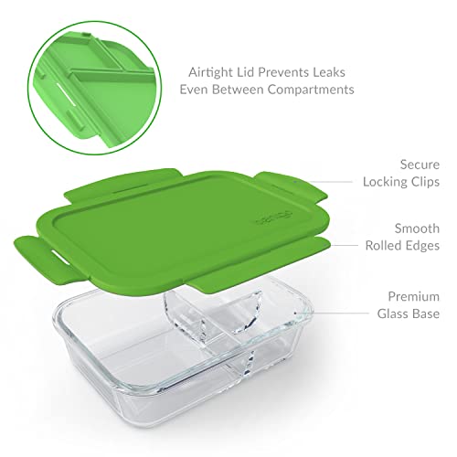 Glass Lunch Box - Leak-Proof Bento-Style Food Container with Airtight Lid, 3-Compartment Design G53900