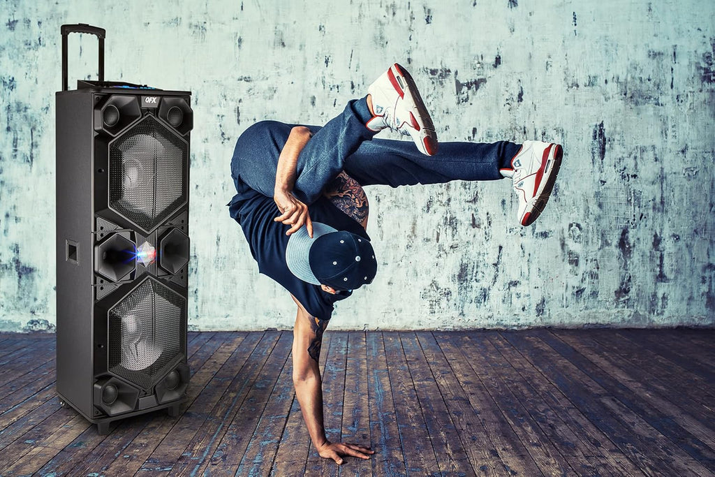 Portable PA Speaker System with Dual 15" Woofers and Party Lights H95935