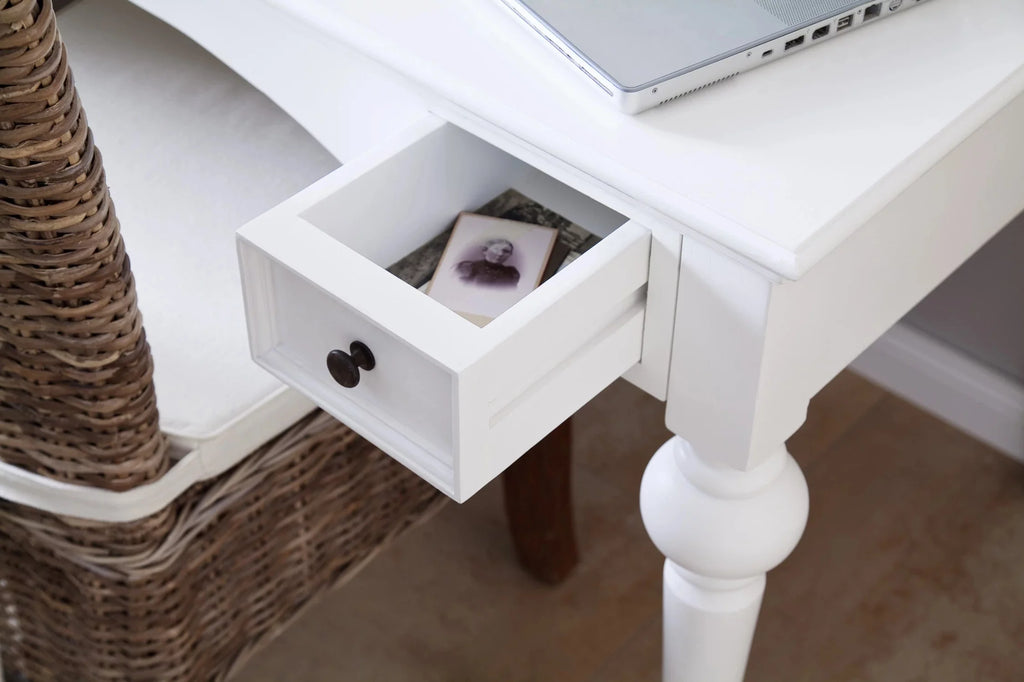 Antiqued White Writing Desk with Hutch I742