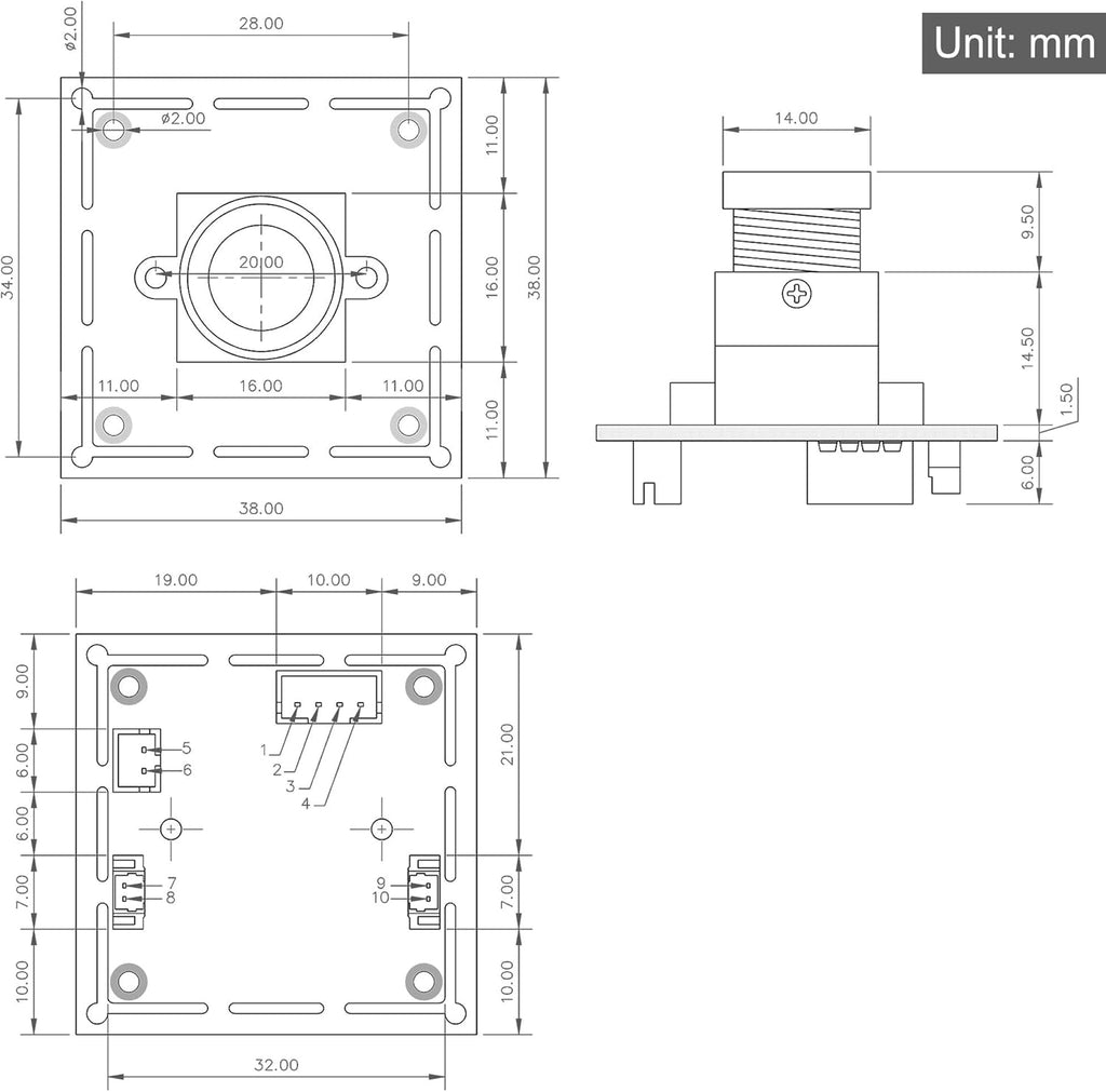 2.1mm Wide Angle USB Camera Module for Day & Night Linux Vision, Pack of 2 F4408