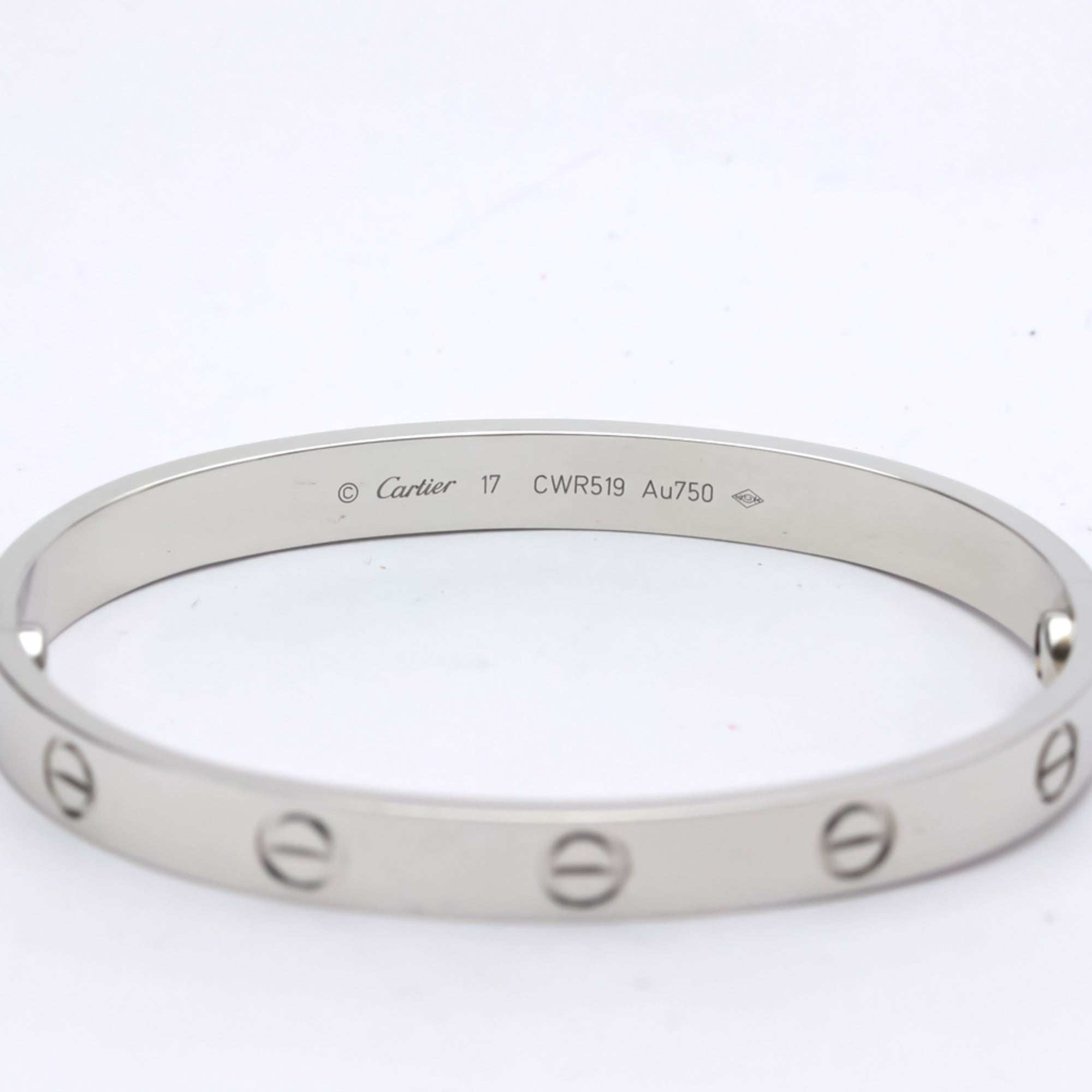 Polished 18K White Gold Love Bracelet Bangle B249