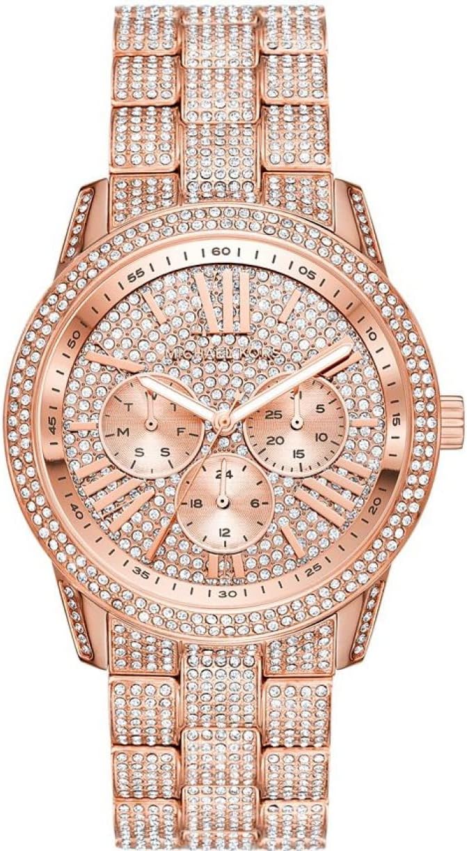 Michael Kors MK6933 Bradshawn Rose Gold Tone Dial Pave Glitz Crystal Accent Stainless Steel Women's Watch