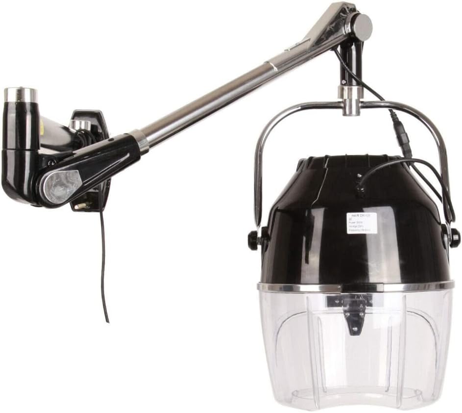 Wall Mounted Hair Dryer with Swivel Arm, Professional Salon Hair Hood Dryer with Timer, Adjustable Temperature, Beauty Barber Spa Equipment