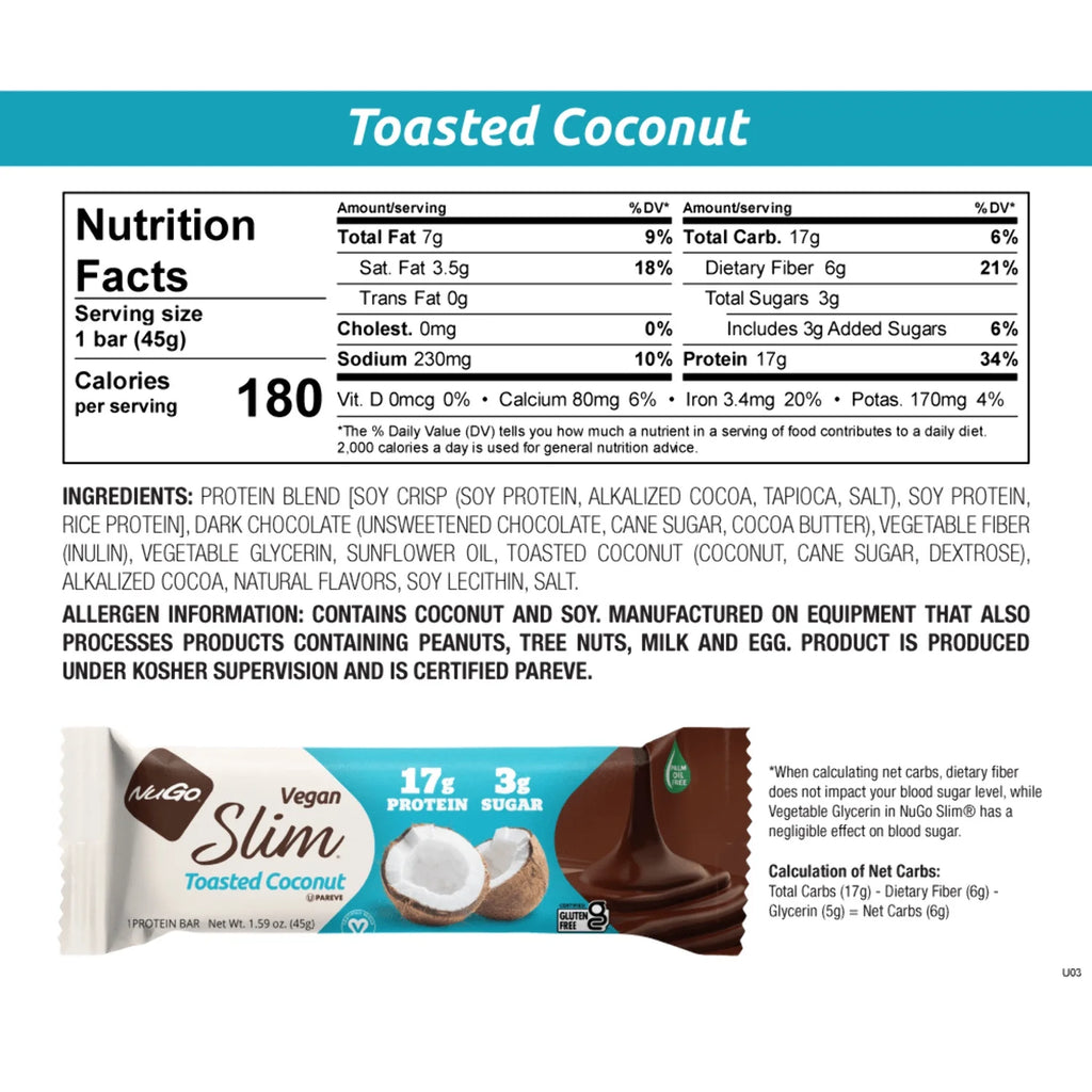 Dark Chocolate Toasted Coconut Vegan Protein Bars E27579