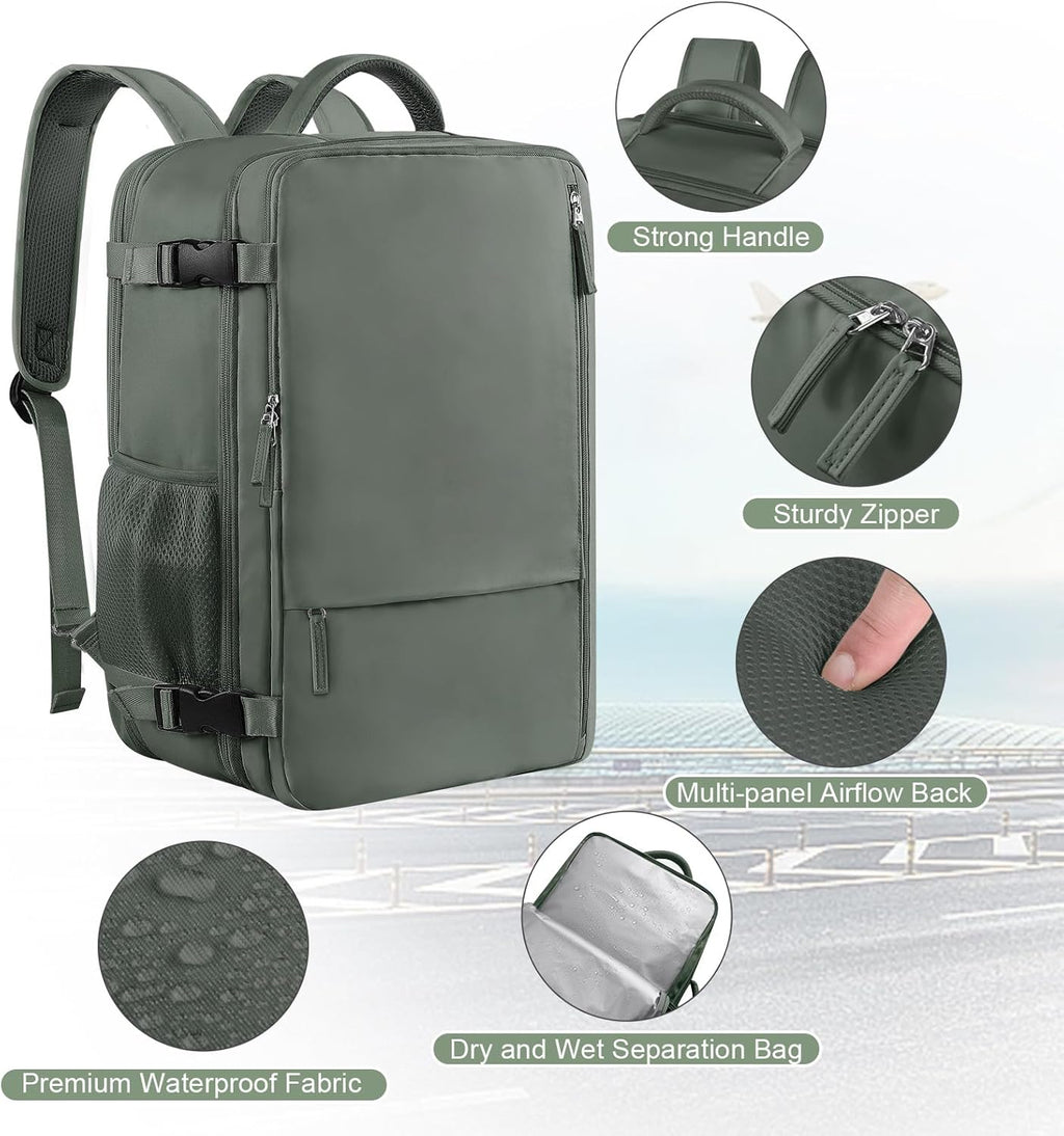 40L Waterproof Travel Backpack with 17 Inch Laptop Compartment G9662