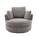 42.2" W Oversize Round Chair, 360 Degree Chenille Swivel Accent Barrel Chair with 3 Pillows for Bedroom Living Room Lounge Hotel (Beige)