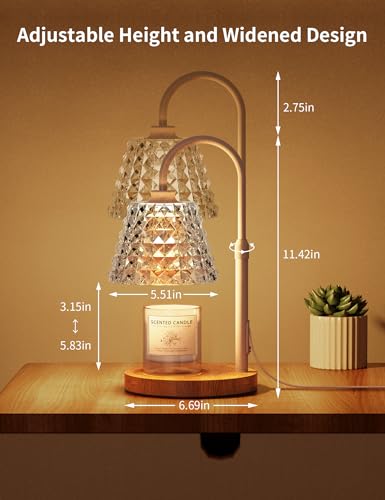 Candle Warmer Lamp with Timer, Adjustable Height, 2 Bulbs, Dimmable U115