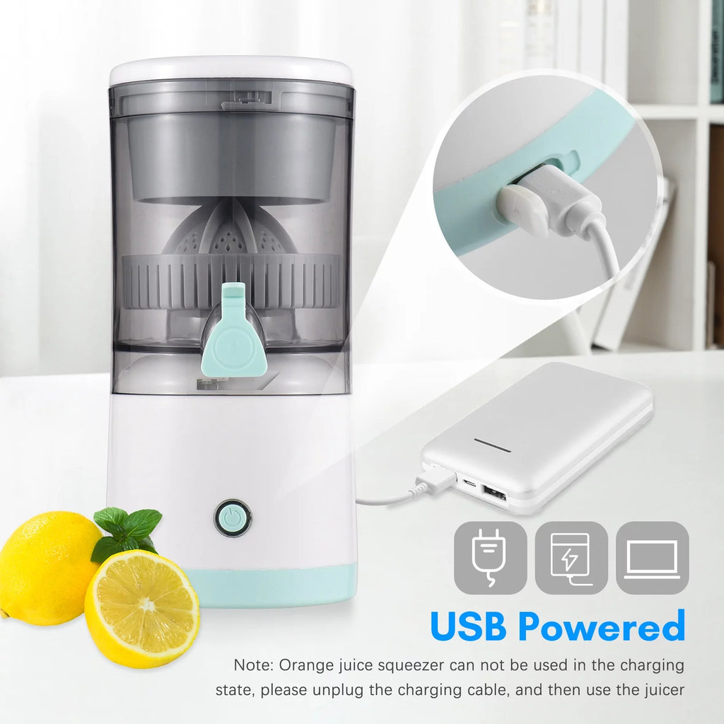 Electric Orange Juice Squeezer Hands Free Portable Citrus Juicer USB Powered Detachable Washable N838123