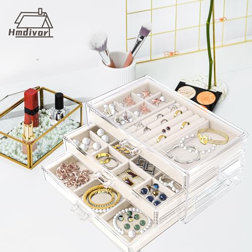 Acrylic Jewelry Organizer with 5 Drawers, Earring Holder B969