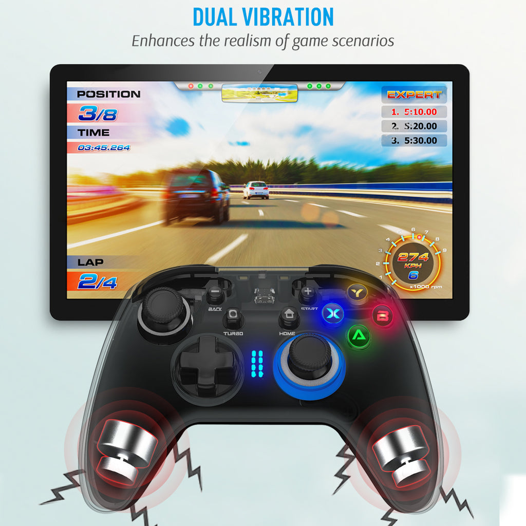 BLINKLISO Wireless Gaming Controller, Game Controller for PC Windows 7/8/10/11, PS3, Switch, Dual-Vibration Joystick Gamepad for Computer