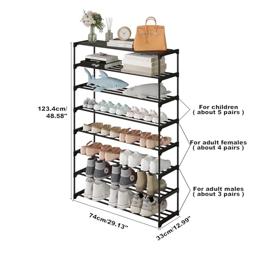 4-Tier Shoe Rack, Tall Large Capacity 20 Pairs, Stackable, Black D19793
