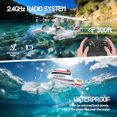RC Plane for Water Land & Air, Amphibious Aircraft with 2 Batteries J78024