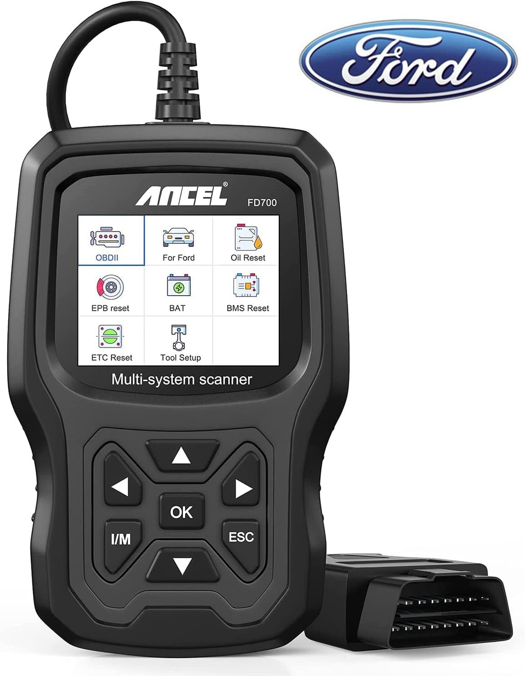 ANCEL FD700 All System OBD2 Scanner for Ford Vehicles Automotive Code Reader Diagnostic Scan Tool with SRS SAS Calibration Oil TPMS IQA EPB BMS DPF Regen EGR Reset