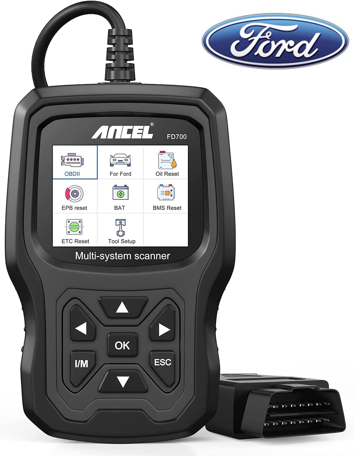 ANCEL FD700 All System OBD2 Scanner for Ford Vehicles Automotive Code Reader Diagnostic Scan Tool with SRS SAS Calibration Oil TPMS IQA EPB BMS DPF Regen EGR Reset