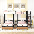 CITYLIGHT Triple Bunk Beds with Storage, Metal Full Over Twin & Twin Bunk Beds with Stairs,3 Bed Bunk Bunk for Kids, Girls, Boys,Teens, Adults,Space Saving Design,Can be Separated into 3 Beds, Black