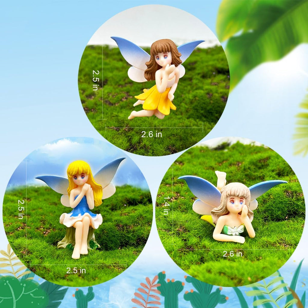 Miniature Fairy Figurines - 4Pcs Resin Flower Fairies for Garden, Bonsai & Dollhouse Decor X859