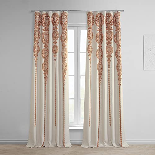 HPD Half Price Drapes Room Darkening Curtains for Bedroom 50 X 108 Printed Linen Textured (1 Panel), BOCH-DLN195B-108, Cyprus Black