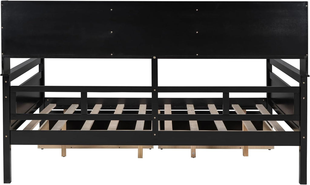 Wood Daybed with 2 Storage Drawers and Bedside Shelves O7841