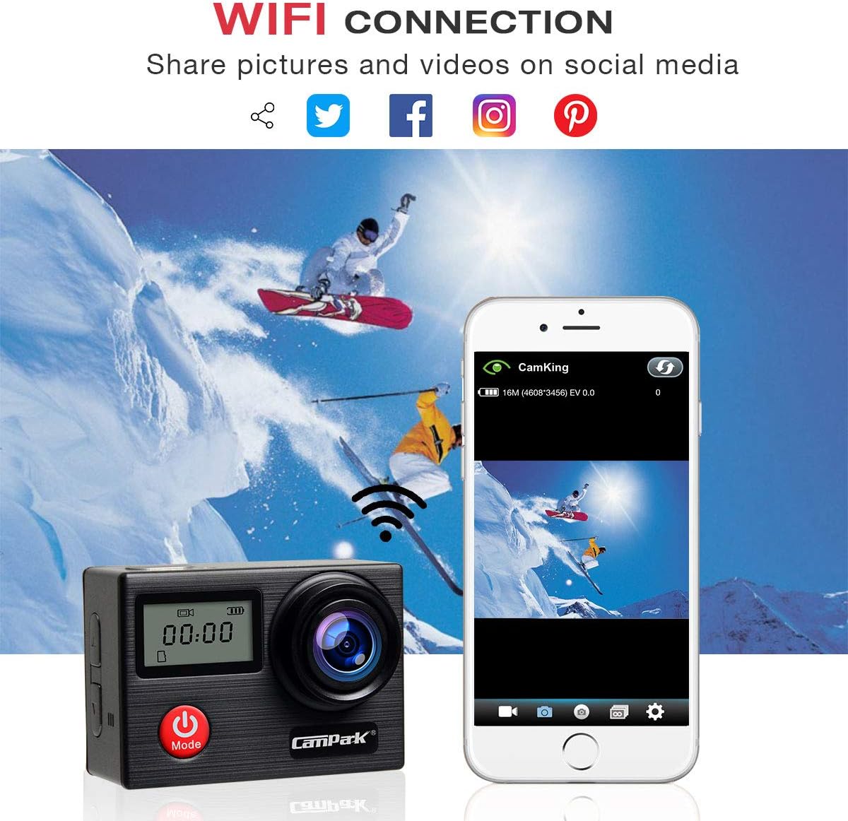 4K Waterproof Action Camera with Touch Screen and Remote Control O869794