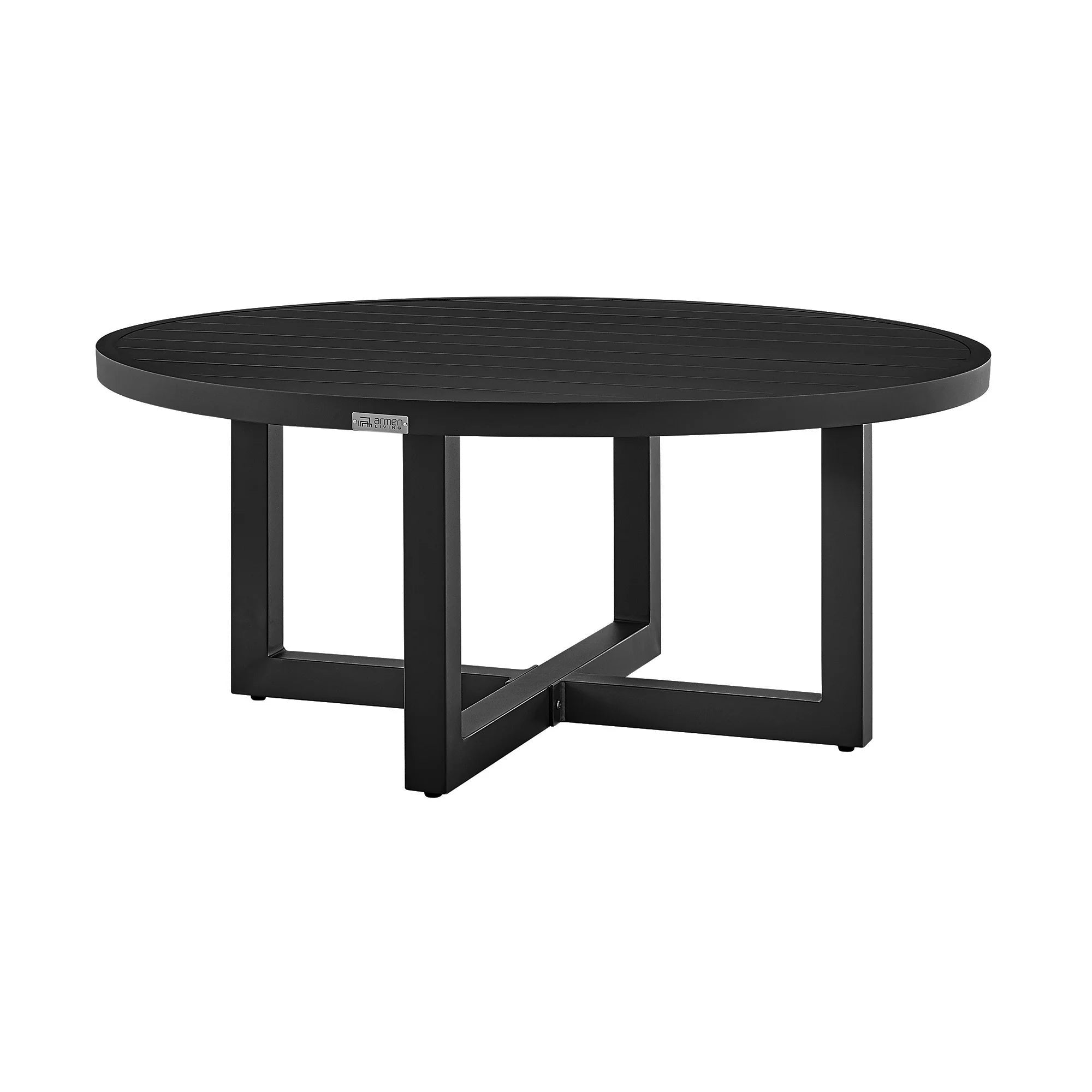 Outdoor Patio Round Coffee Table in Black Aluminum A40685