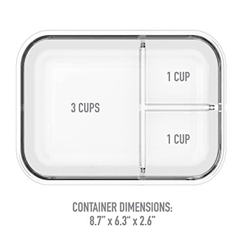 Glass Lunch Box - Leak-Proof Bento-Style Food Container with Airtight Lid, 3-Compartment Design G53900