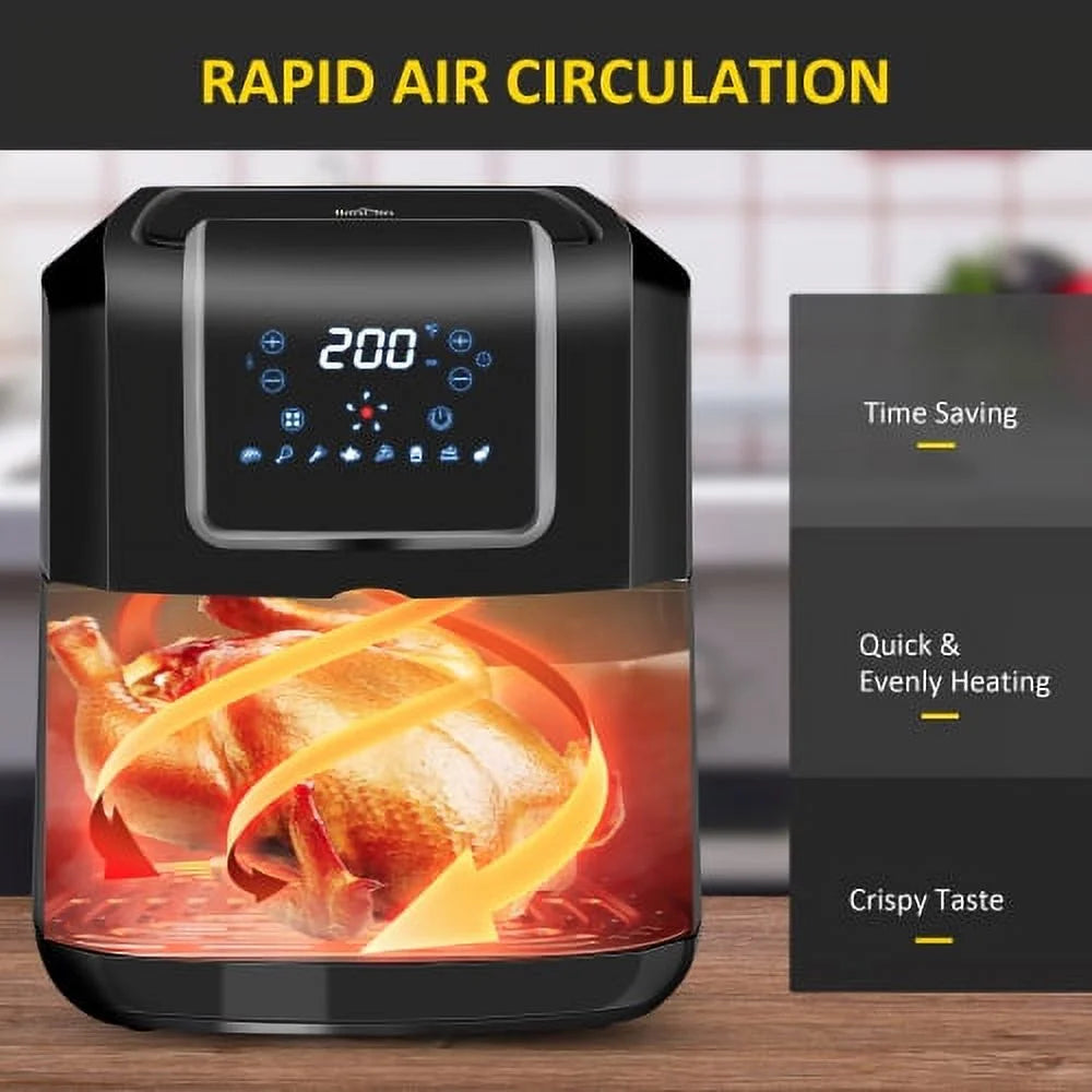 6.9 Quart Digital Air Fryer with Digital Display, Adjustable Temperature and Timer Y27056