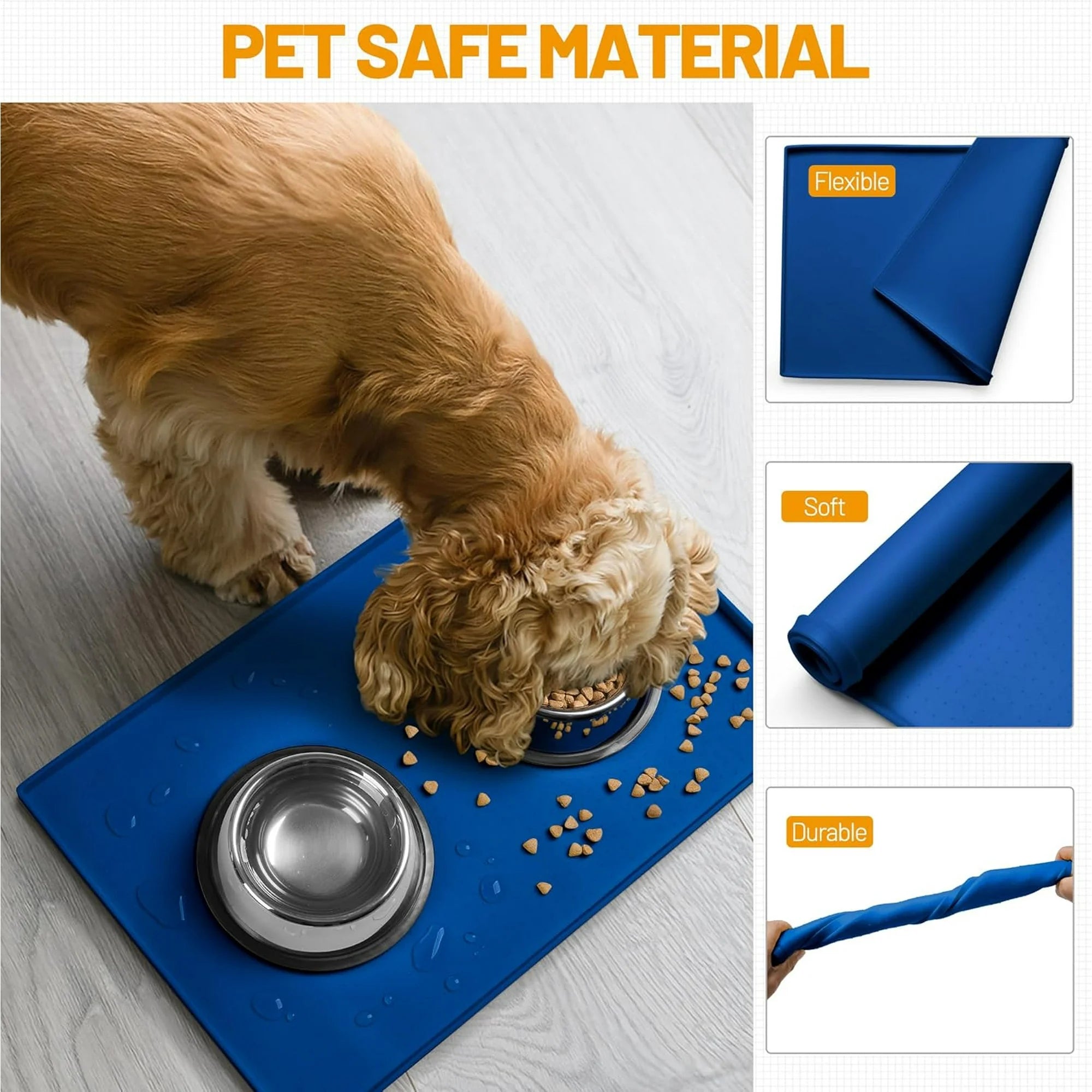 Dog Feeding Mat, Waterproof Silicone, Dishwasher Safe, Non-Slip Z60153