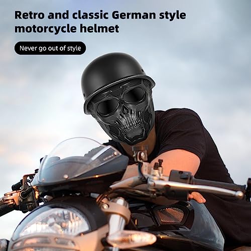 Motorcycle Half Helmet with Face Shield, DOT Approved Retro Style X5103