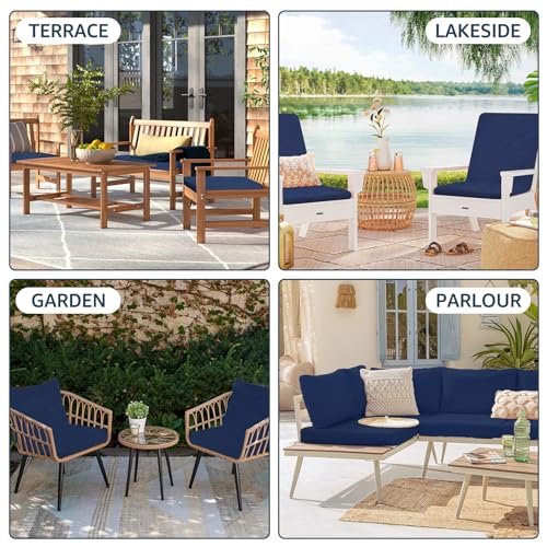 Outdoor Patio Cushion Covers Replacement, 23.6x23.6x3.9 Navy Blue W2792