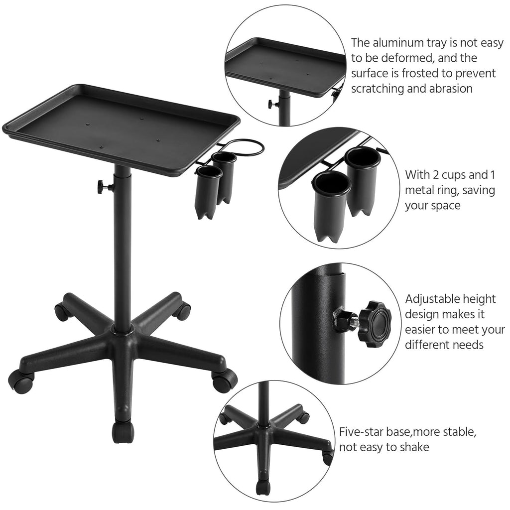 Beauty Rolling Utility Cart with 5 Casters and Accessory Caddy F4000